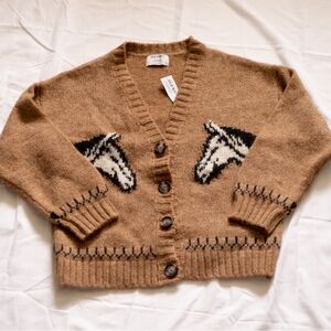Old Navy Tan Horse Pattern Women's Cardigan
